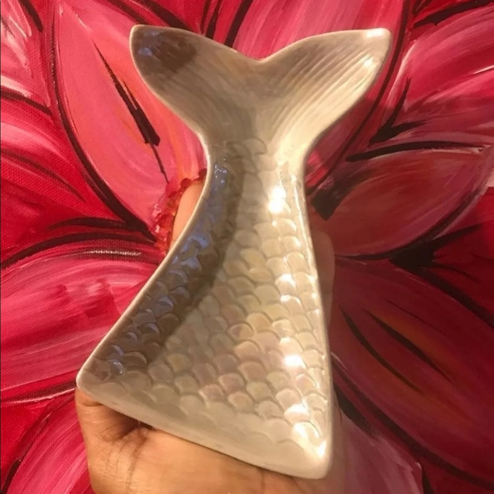 Beach decor -mermaids tail gray ceramic